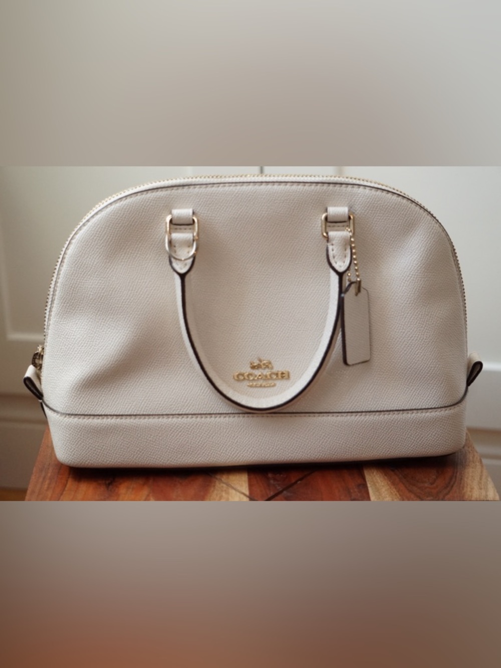 Coach Mini Sierra Satchel Chalk White Crossgrain Leather Crossbody